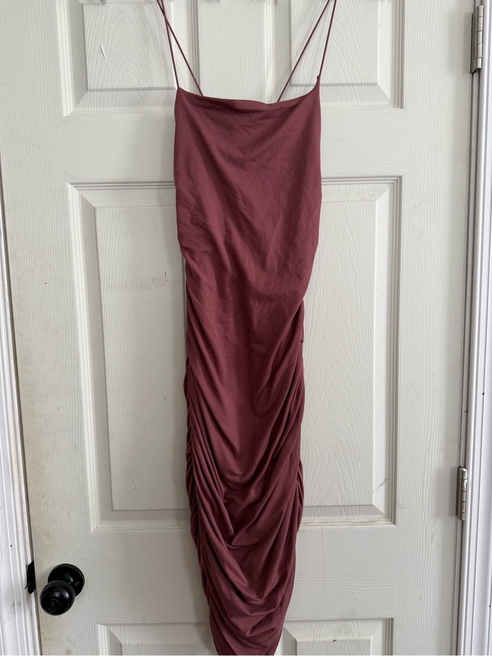 Windsor Ruched Slip Midi Skirt in Dusty Mauve